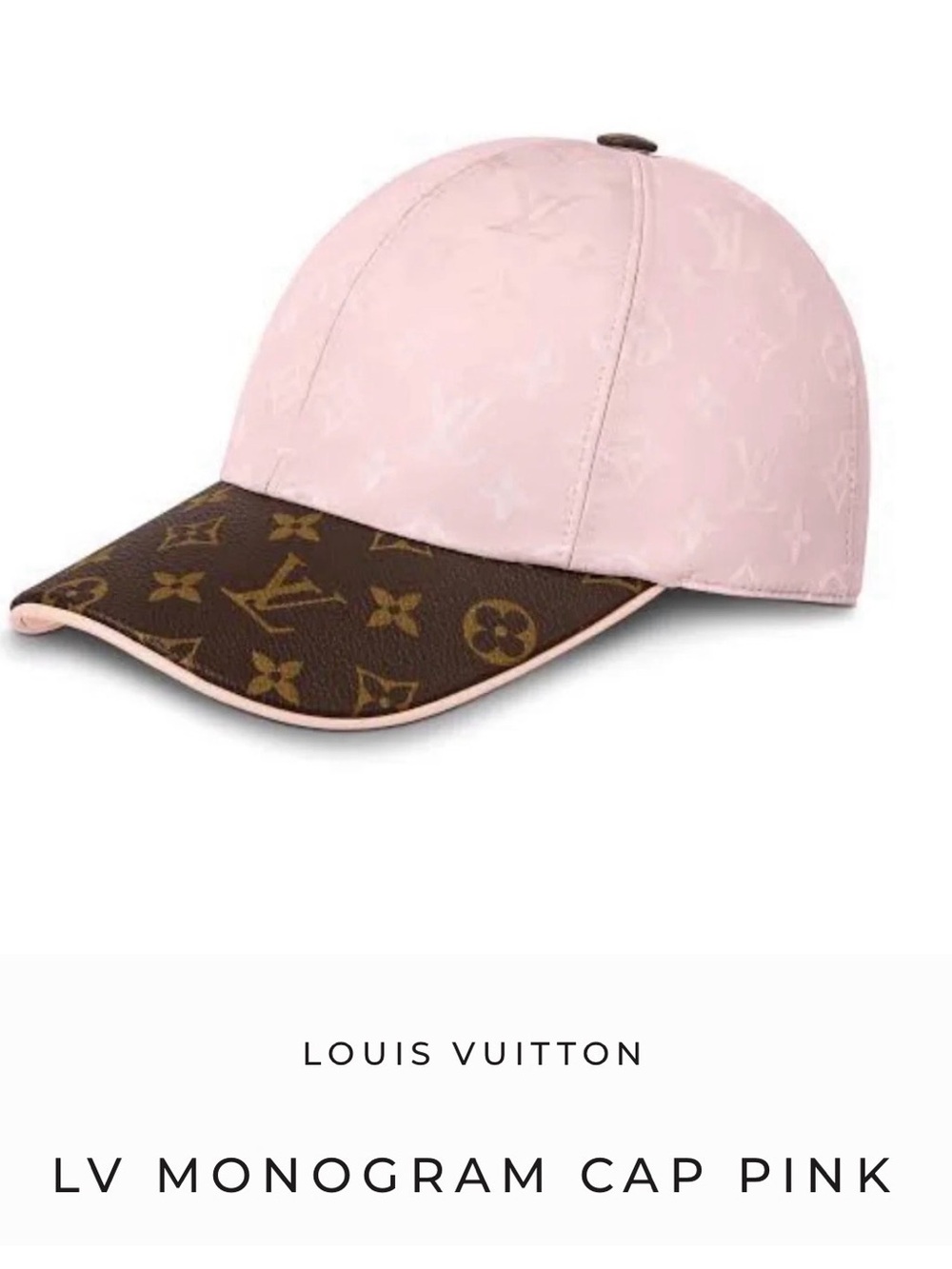 Louis Vuitton Pink Cap with Monogram Brown Brim. New with tags.